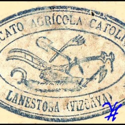 09-Lanestosa - Sello del Sindicato Agricola Catolico de Lanestosa, sobre 1950